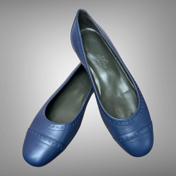 Hermes Shoes Hermes New Katarina Indigo Calf Leather Ballet Flats hermes-shoes-hermes-new-katarina-indigo-calf-leather-ballet-flats